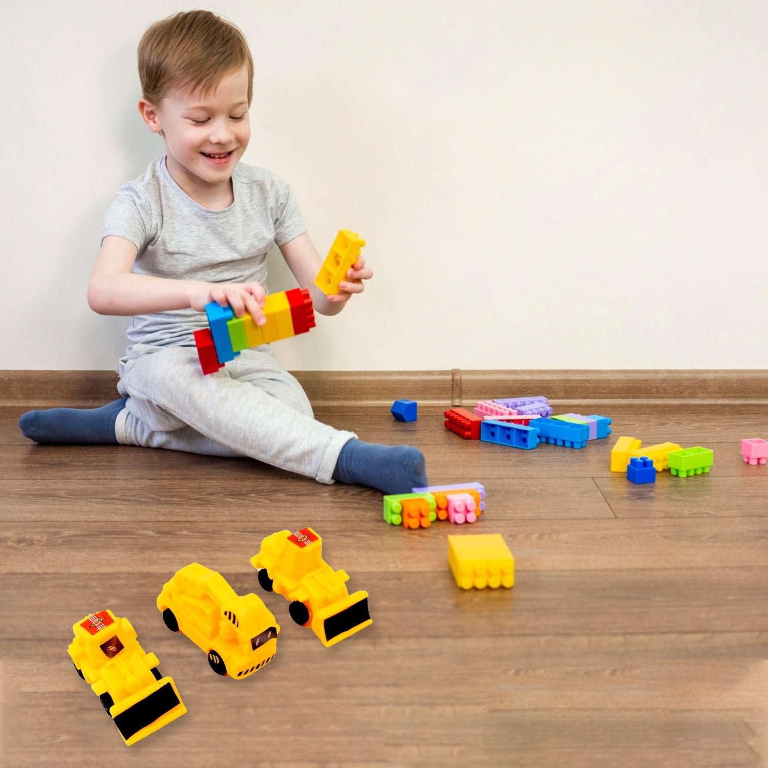 02_6440a934-bd14-4415-b35b-e43d2b1eda26.jpg Vehicle Car Engineering Toy Set Pcs Construction Toys for Kids (Crane, Excavator, Road Roller More) - Image 1